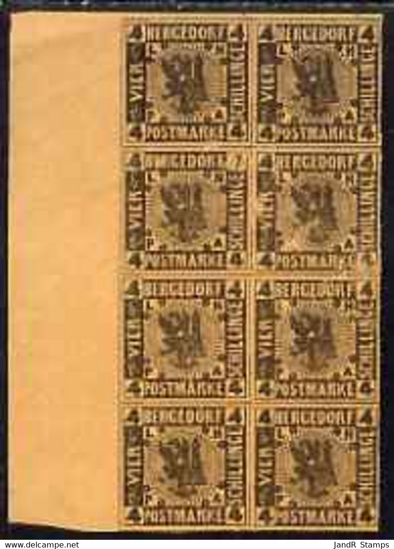 Germany - Bergedorf 1861-67 4s Imperf Forgey Block Of 8 (2x4) Unused, Some Surface Damaged But Most Attractive With FALS - Bergedorf