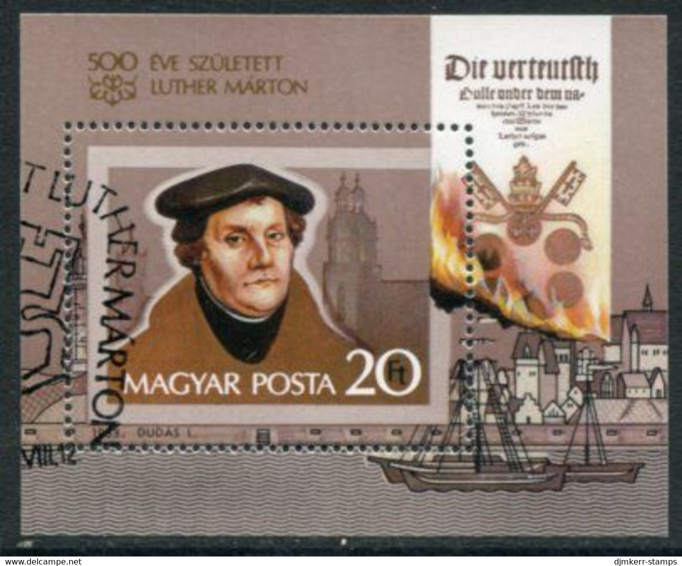 HUNGARY 1983 Luther Quincentenary Block Used.  Michel  Block 165A - Blocks & Sheetlets