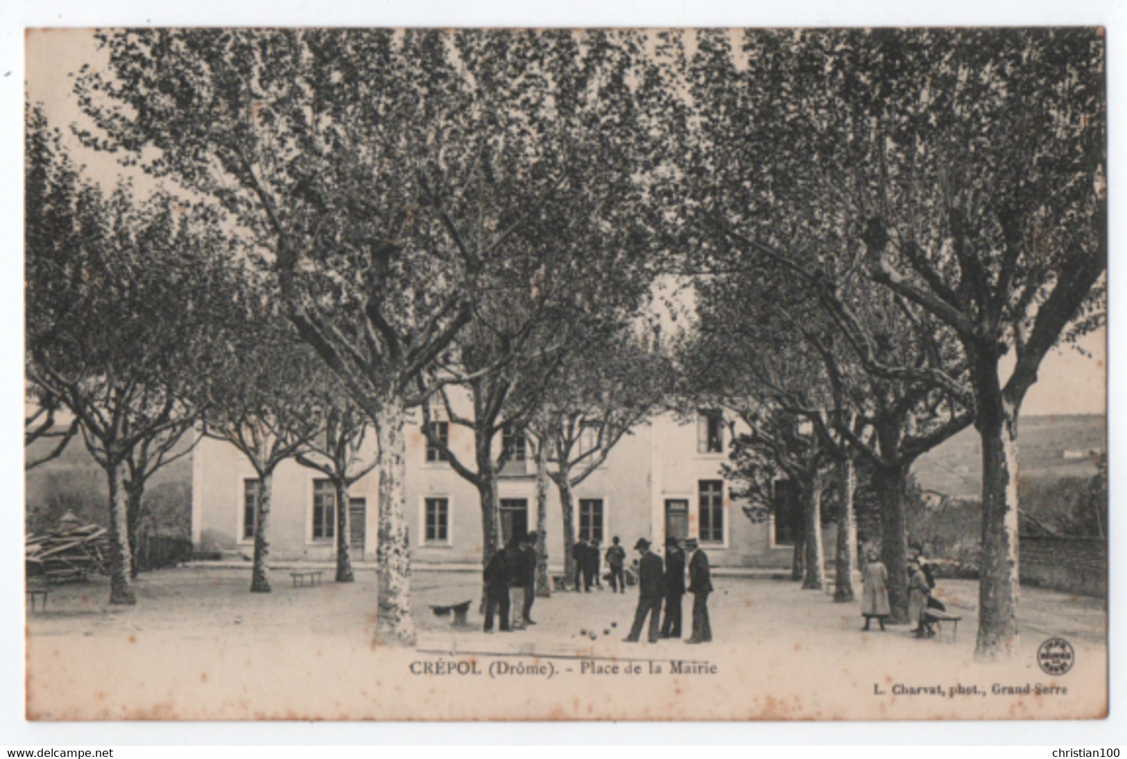 CREPOL (26) : PLACE DE LA MAIRIE - LE JEU DE BOULES - PETANQUE - ECRITE EN 1908 - 2 SCANS - - Other & Unclassified