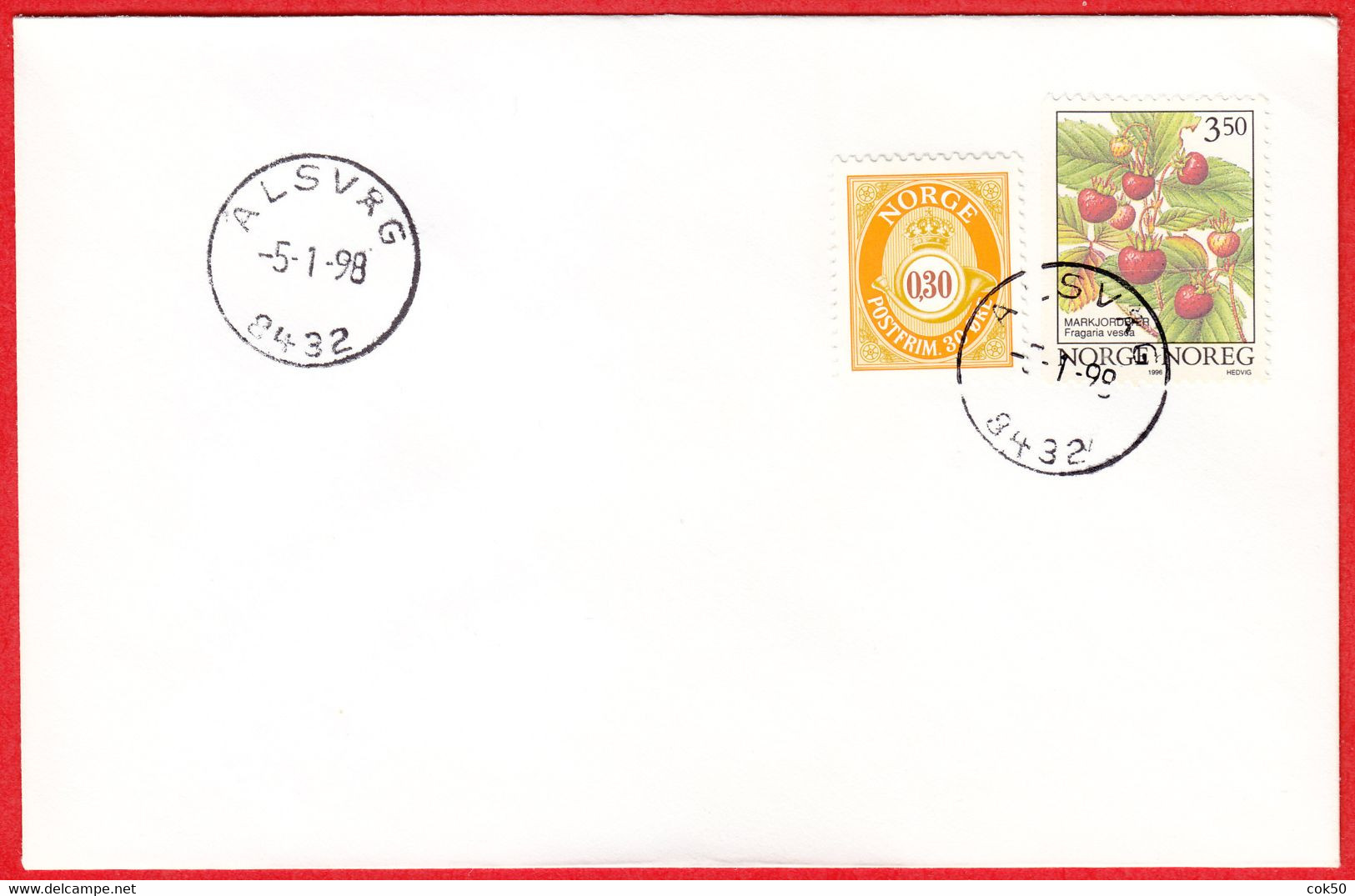 NORWAY -  8432 ALSVÅG (Nordland County) - Last Day/postoffice Closed On 1998.01.05 - Local Post Stamps