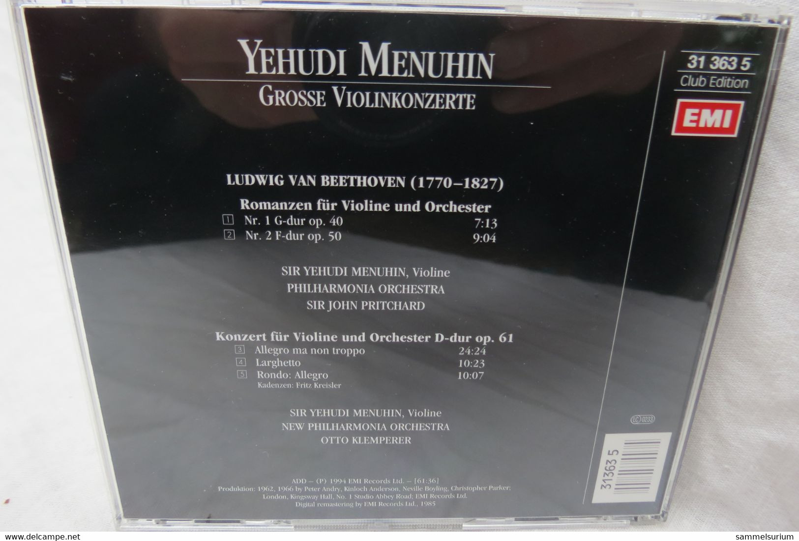 5 CDs "Yehudi Menuhin" Grosse Violinkonzerte