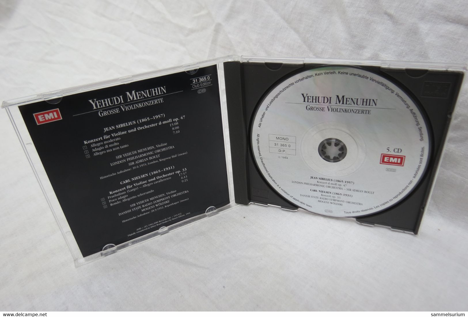 5 CDs "Yehudi Menuhin" Grosse Violinkonzerte