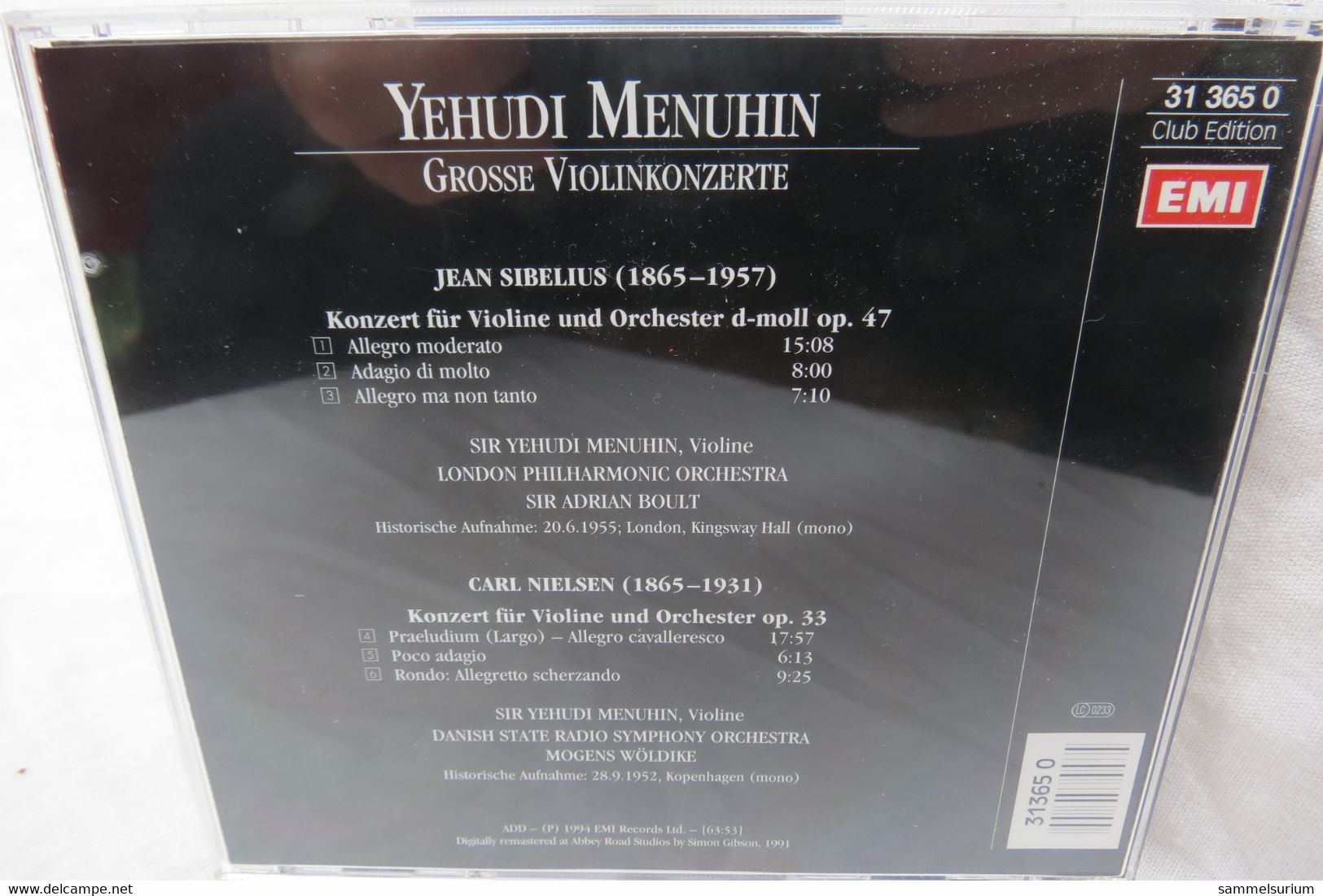 5 CDs "Yehudi Menuhin" Grosse Violinkonzerte