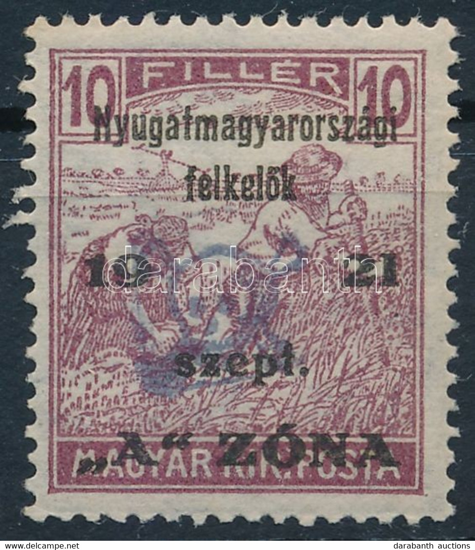 ** Nyugat-Magyarország II. 1921 Arató 10f Bodor Vizsgálójellel - Altri & Non Classificati