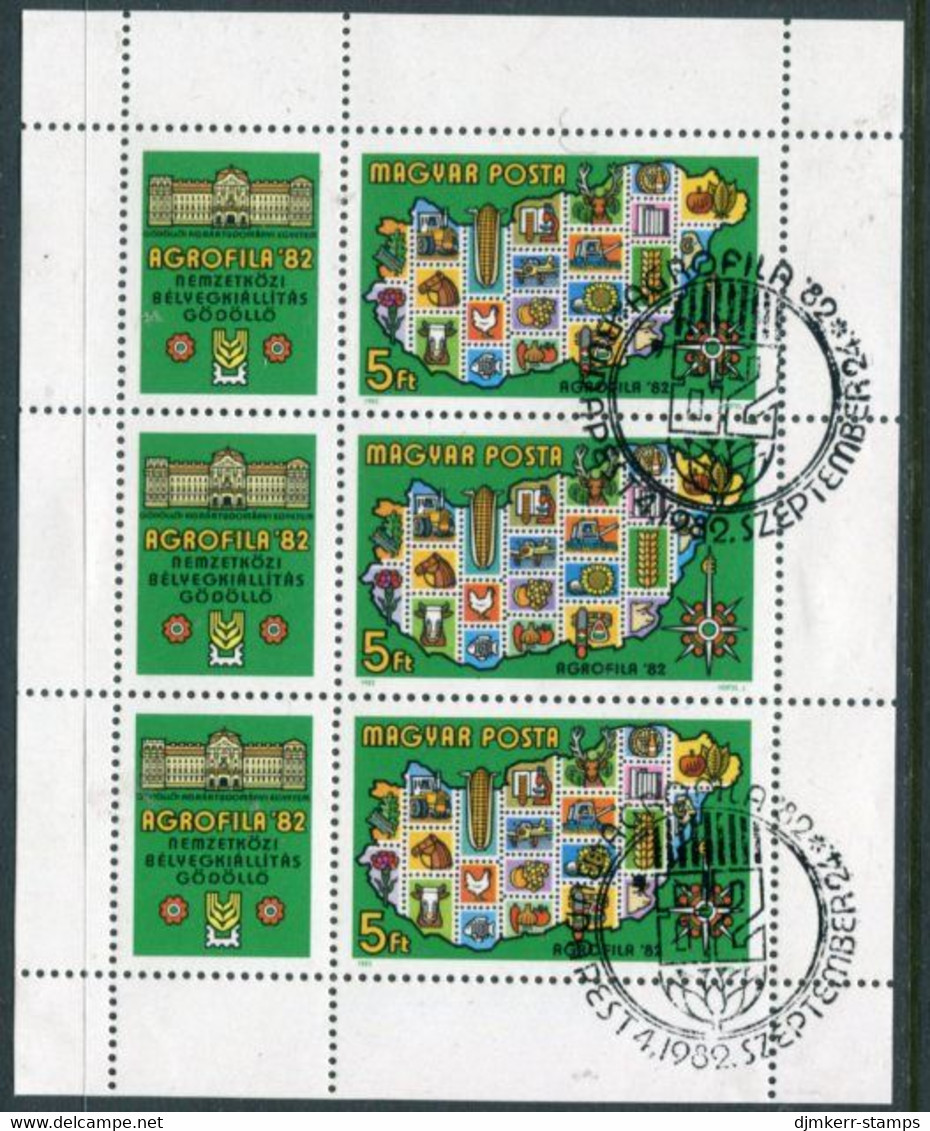 HUNGARY 1982 AGROFILA Stamp Exhibition Sheetlet Used.  Michel 3575 Kb - Blocks & Sheetlets