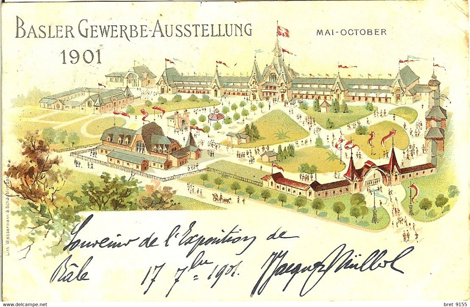 SUISSE BASLER BALE GEWERBE AUSSTELLUNG 1901 17 SEPTEMBRE 1901 EXPOSITION DE BALE BELLE CARTE - Basilea