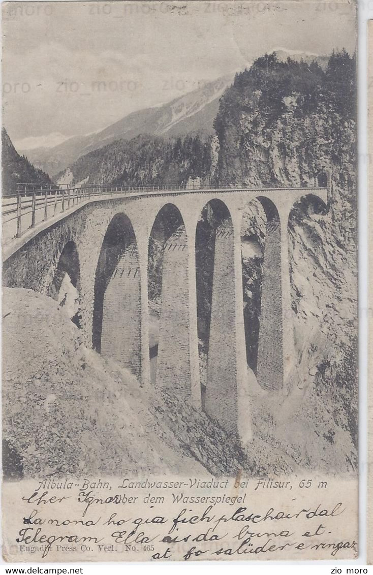 Svizzera Abula-Bahn - Landwasser-Viadukt Bei Filisur  65 M Uber Dem Wasserspieghel -1903 - Bella Scritta In Lingua - Filisur