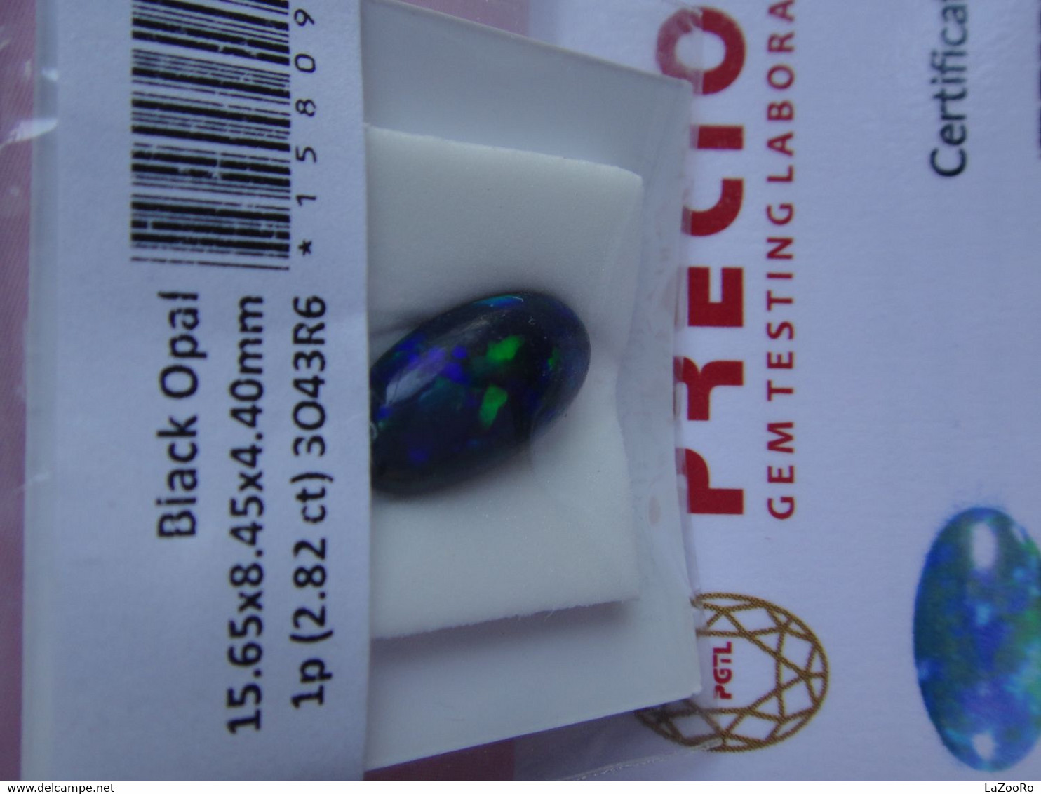 LaZooRo: Black Opal 2.82ct - Certificate - Opale