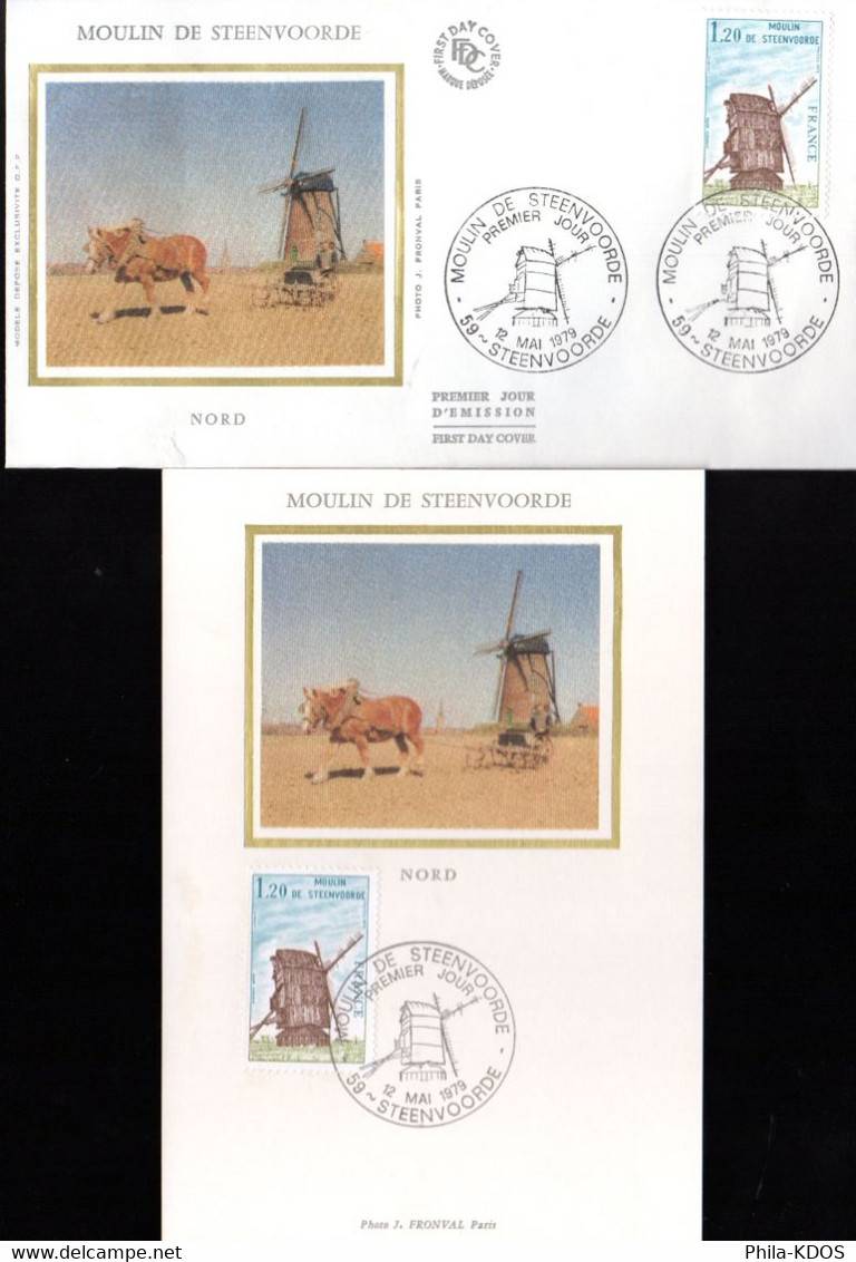 " MOULIN DE STEENVOORDE " Sur Carte Maximum Et Enveloppe 1er Jour Sur Soie De 1979 N° YT 2042 Parf état CM FDC - Moulins