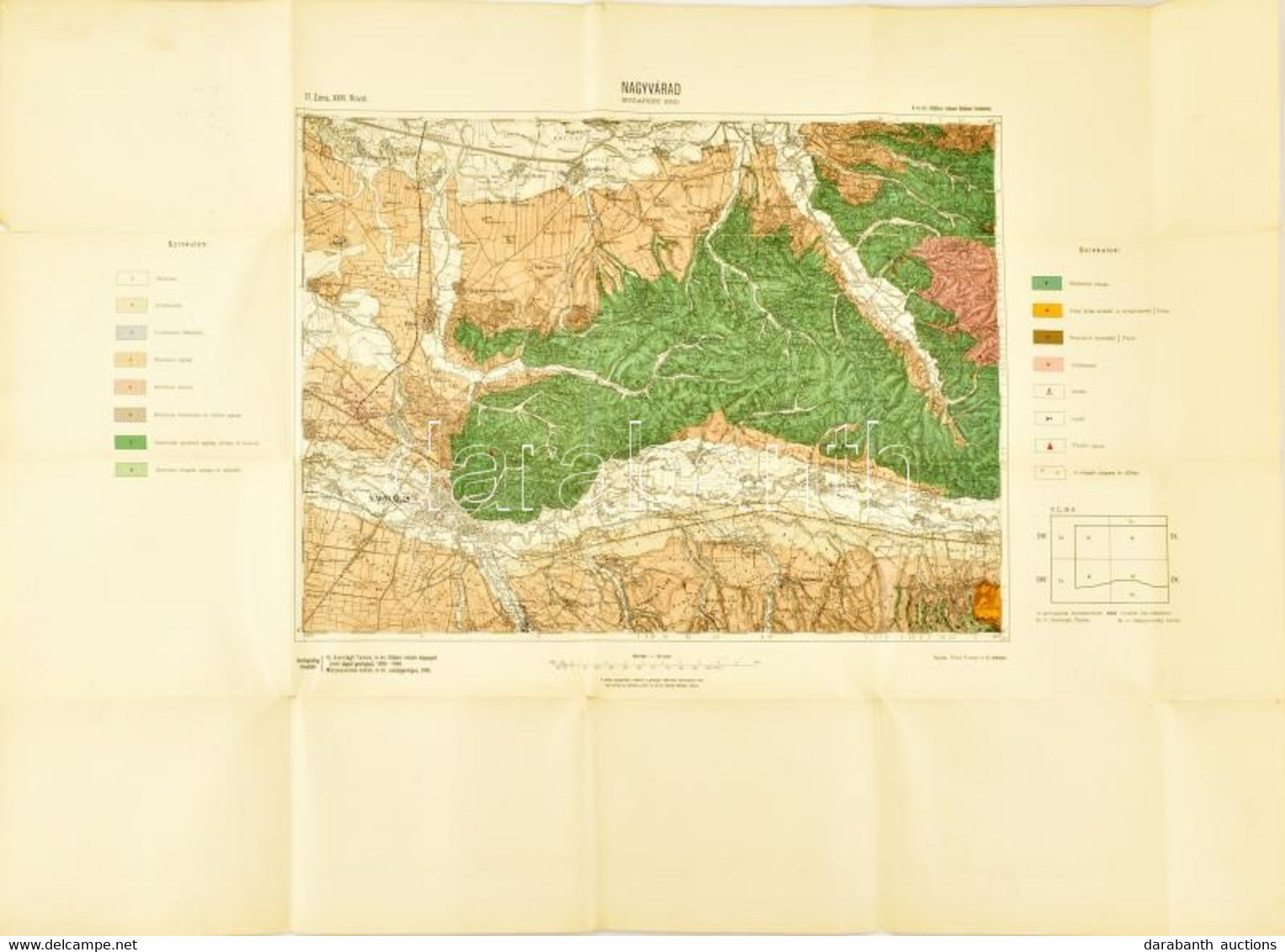 1910 Nagyvárad, 1:75.000, Rajzolta: Pitter Tivadar, Kis Szakadással, 67x92 Cm - Sonstige & Ohne Zuordnung