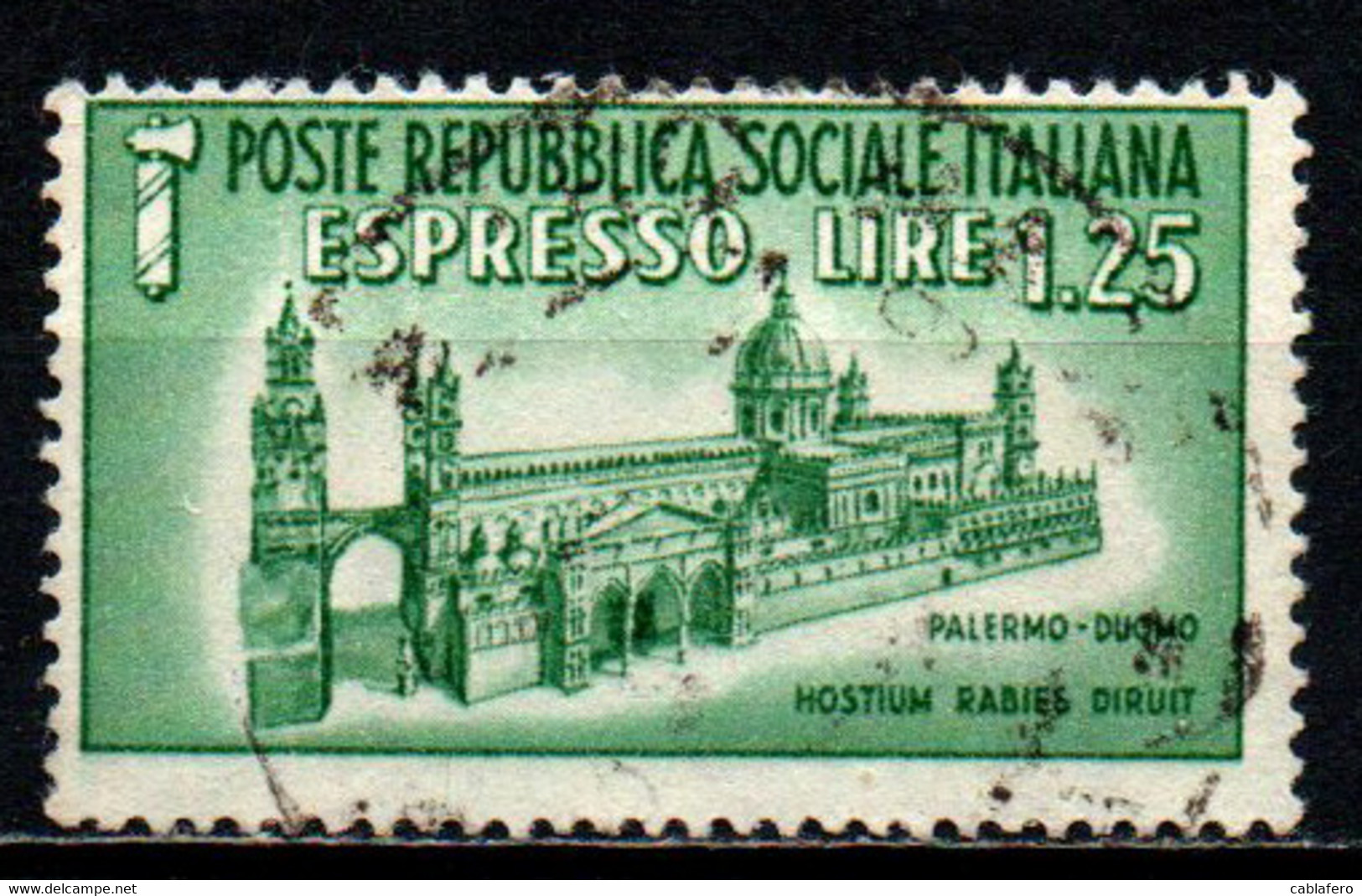 ITALIA RSI - 1944 - DUOMO DI PALERMO - USATO - Posta Espresso