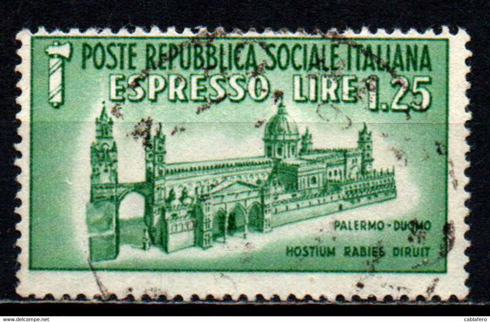 ITALIA RSI - 1944 - DUOMO DI PALERMO - USATO - Correo Urgente