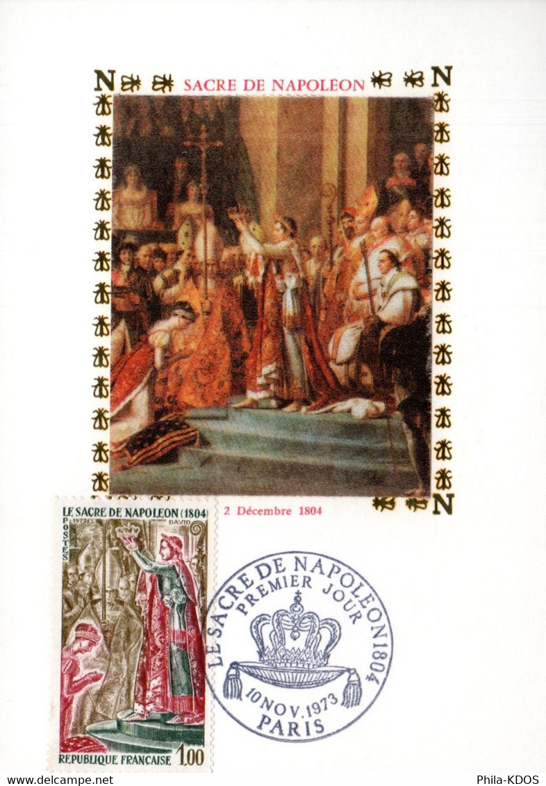 " SACRE DE NAPOLEON " Sur Carte Maximum Sur Soie De 1973 N° YT 1776. Parf état CM - Napoleone