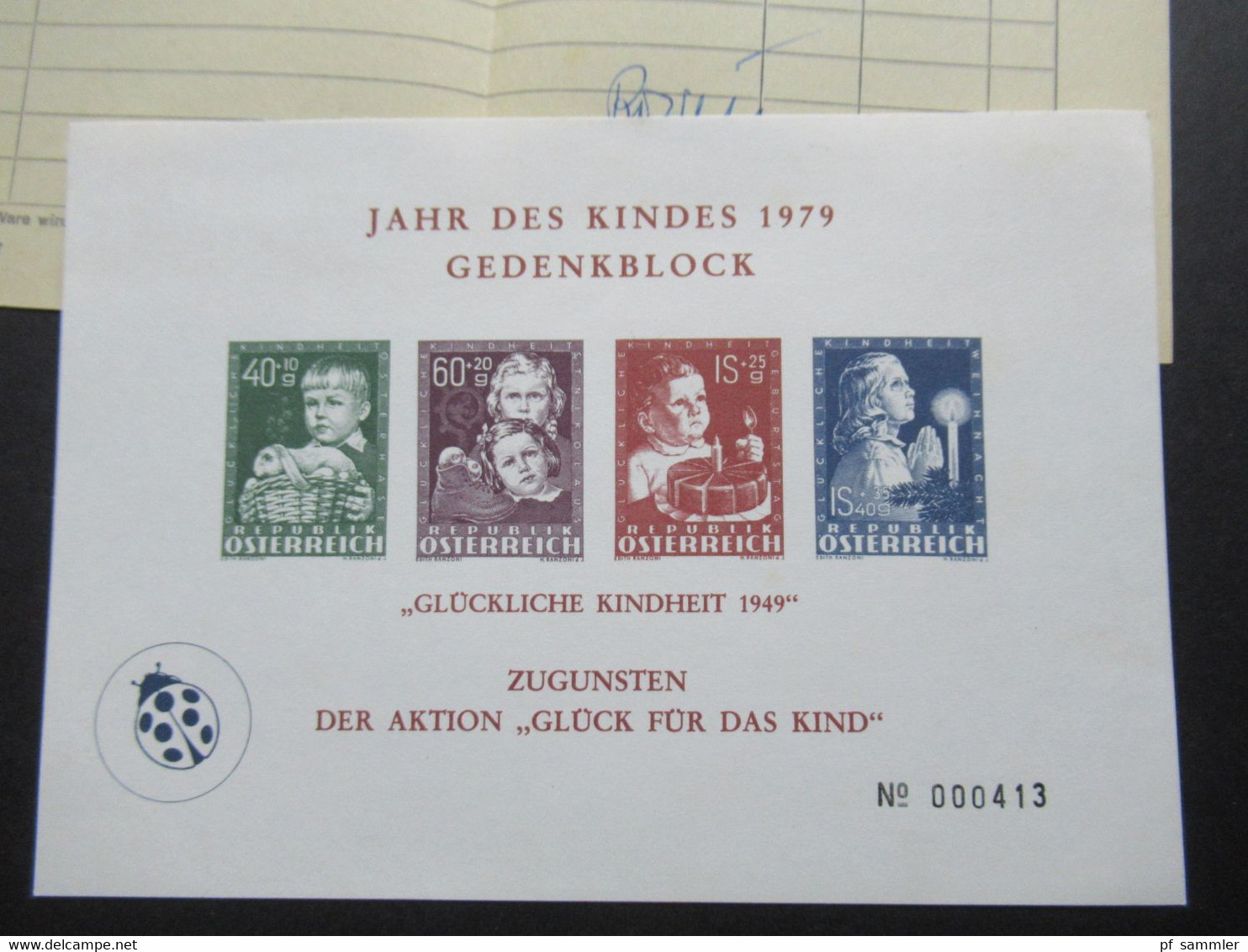 Österreich 1979 Jahr Des Kindes 1979 Gedenkblock Glückliche Kindheit 1949 / Glück Für Das Kind Mit Rechnung - Ungebraucht