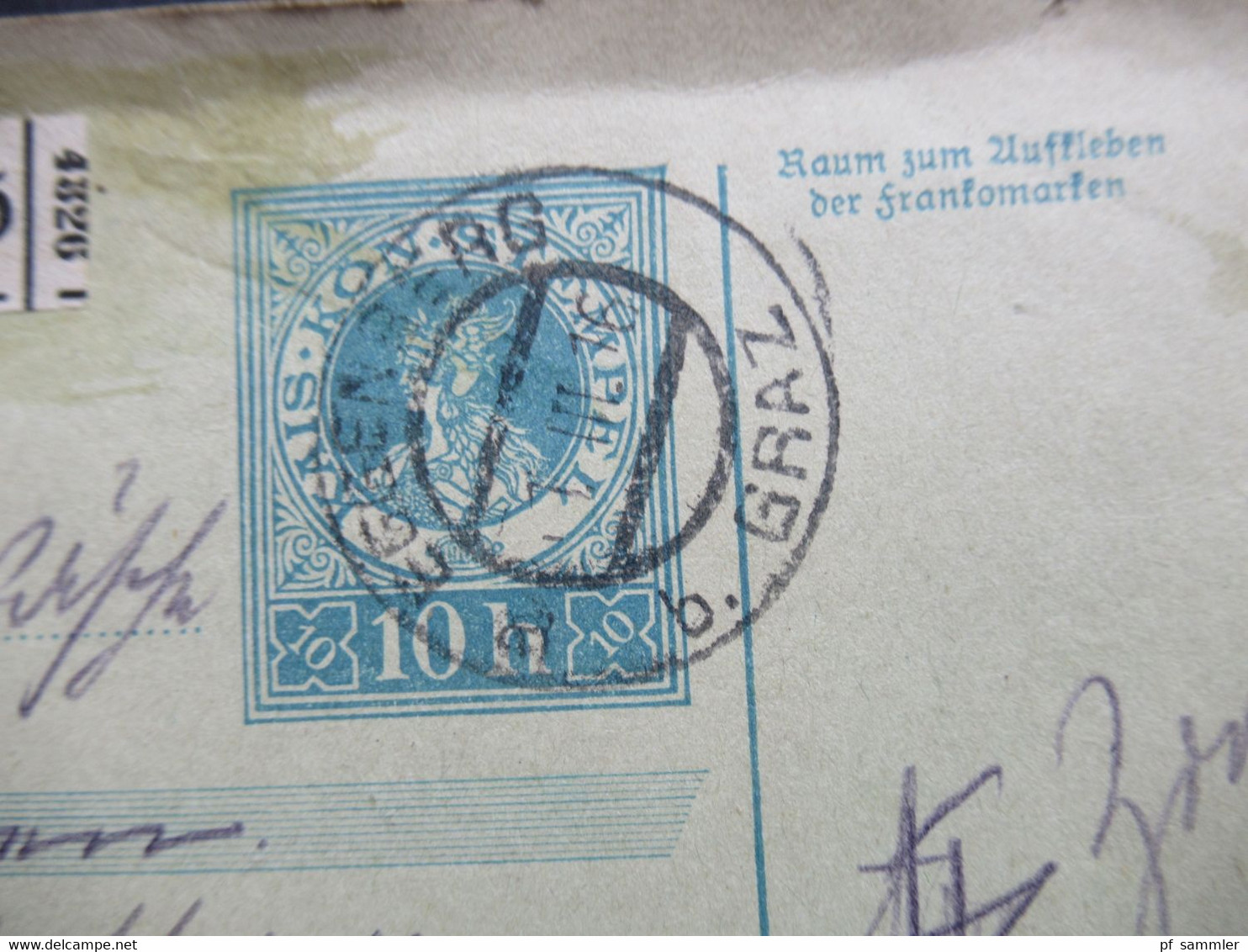 Österreich 1916 Post Begleitadresse Paketkarte Eggenberg B. Graz Nach Schloss Rosenau Zwettl Mit Ank. Stempel - Brieven En Documenten