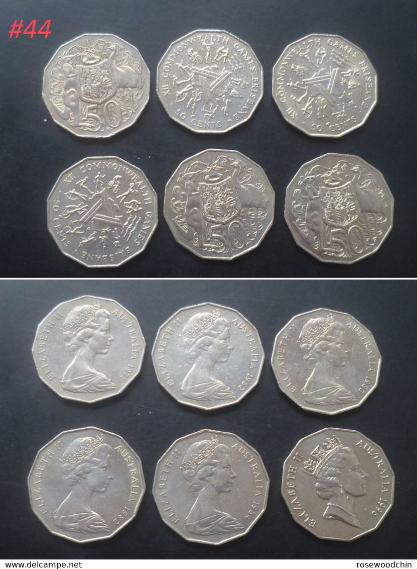 Vintage !  Lot Of 6 Pcs. 1971-1996 AUSTRALIA Fifty 50 Cents Coin (WC -44 ) - Andere & Zonder Classificatie