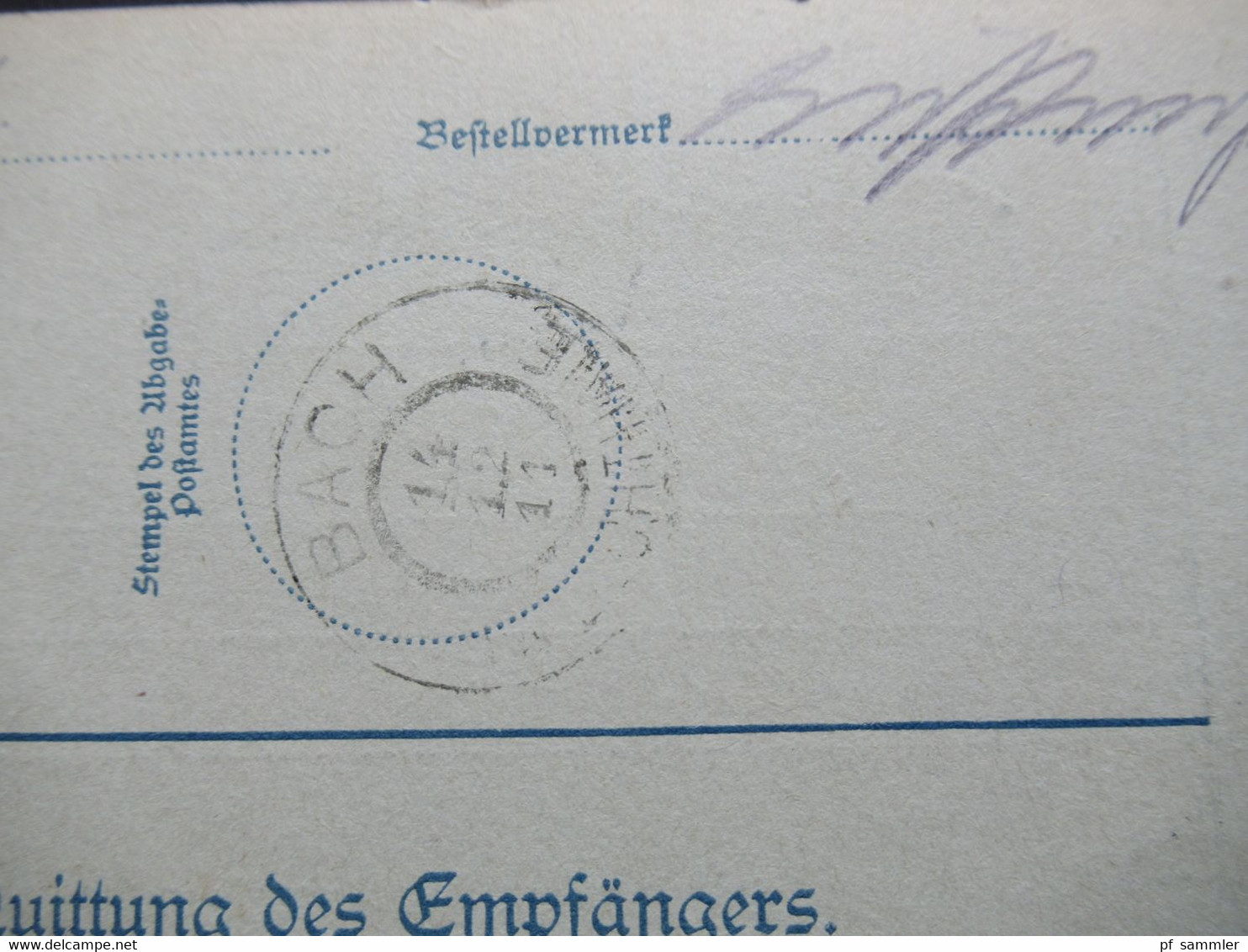 Österreich 1911 Post Begleitadresse Paketkarte Nachnahme Hard Nach Bach Strichstempel Hard Inhalt Paquet Baumwollware - Brieven En Documenten