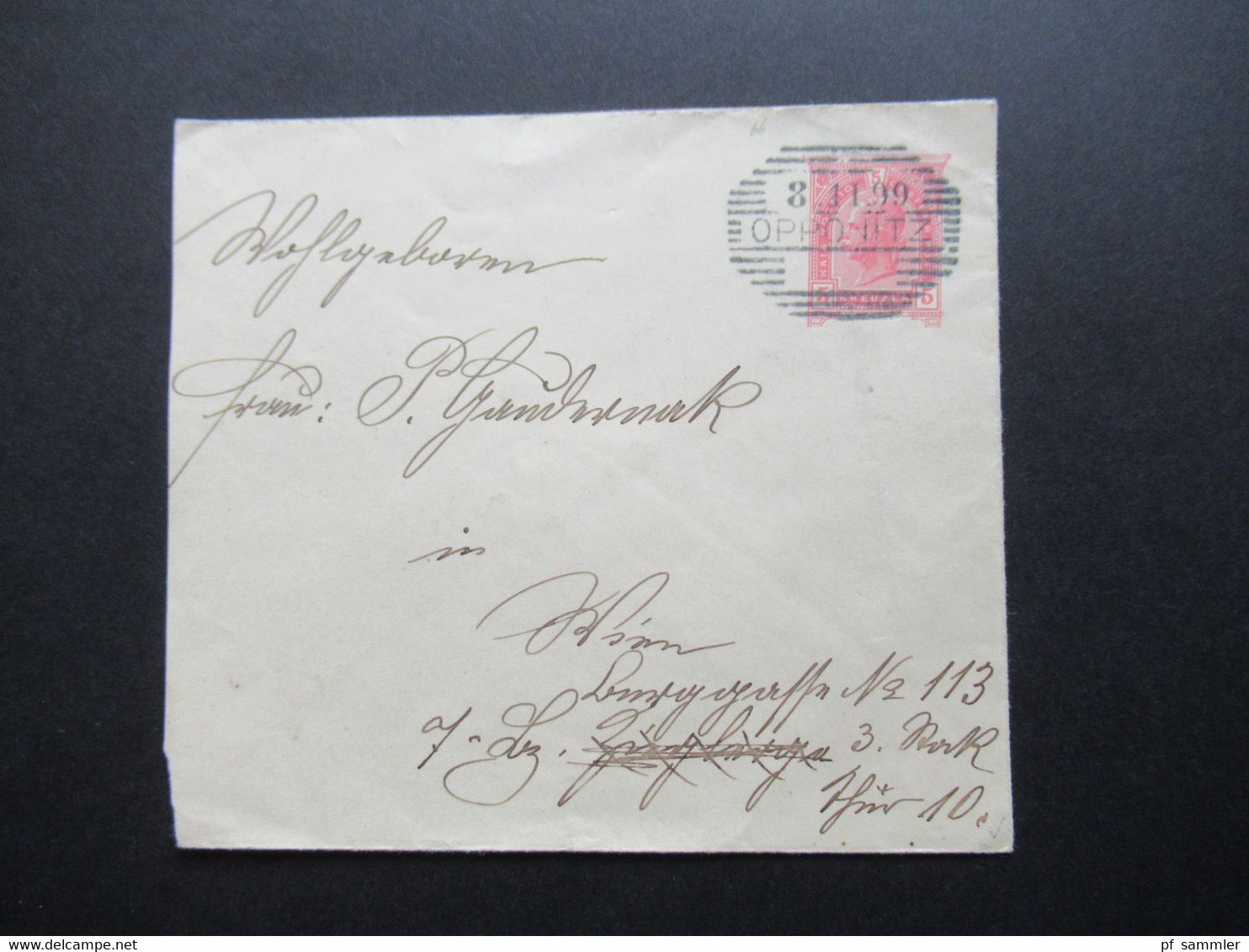 Österreich 1899 GA Umschlag 5 Kreuzer Mit Strichstempel Opponitz Nach Wien Mit Ank. Stempel - Brieven En Documenten