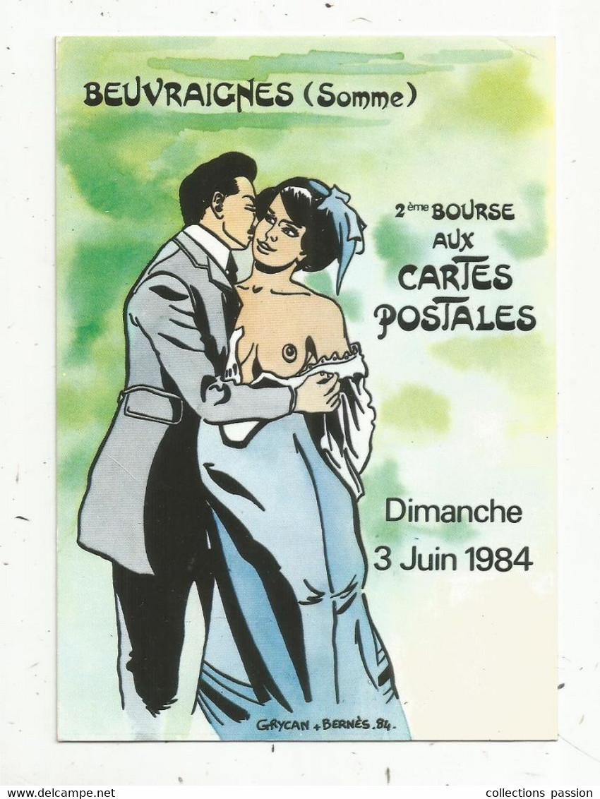 Cp, Bourses & Salons De Collections, 2 E Bourse Aux Cartes Postales ,1984 , BEUVRAIGNES ,Somme , Vierge - Collector Fairs & Bourses