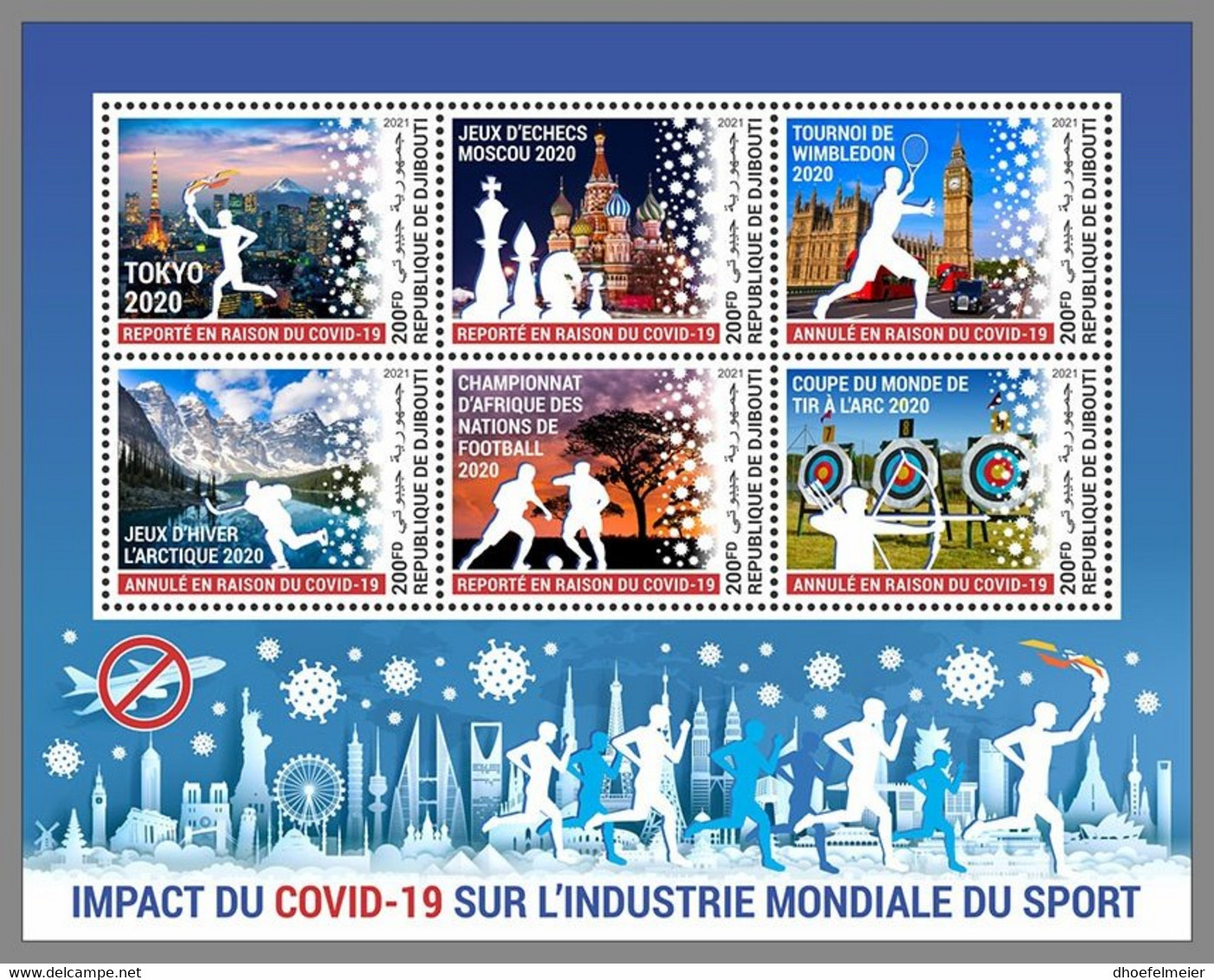 DJIBOUTI 2021 MNH Covid-19 Global Sports Industry Olympic Games Tokio 2022 M/S - OFFICIAL ISSUE - DHQ2124 - Zomer 2020: Tokio