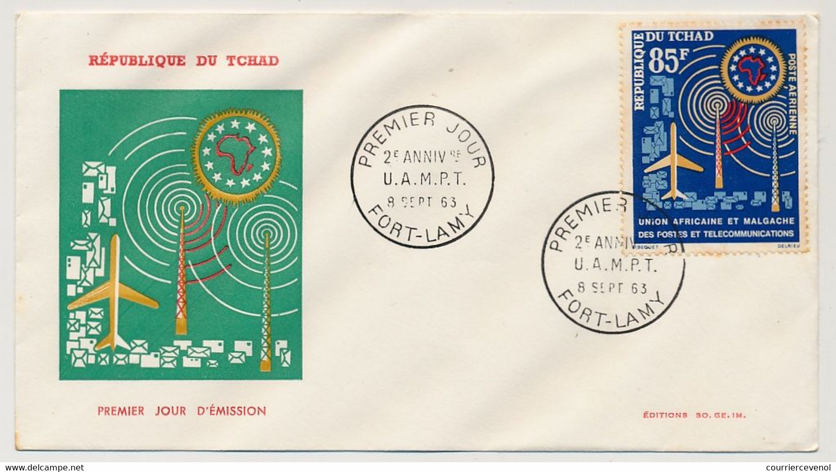 TCHAD => FDC - 85F Union Africaine Et Malgache Des Postes Et Communications - 8 Sept 1963 - Fort Lamy - Chad (1960-...)