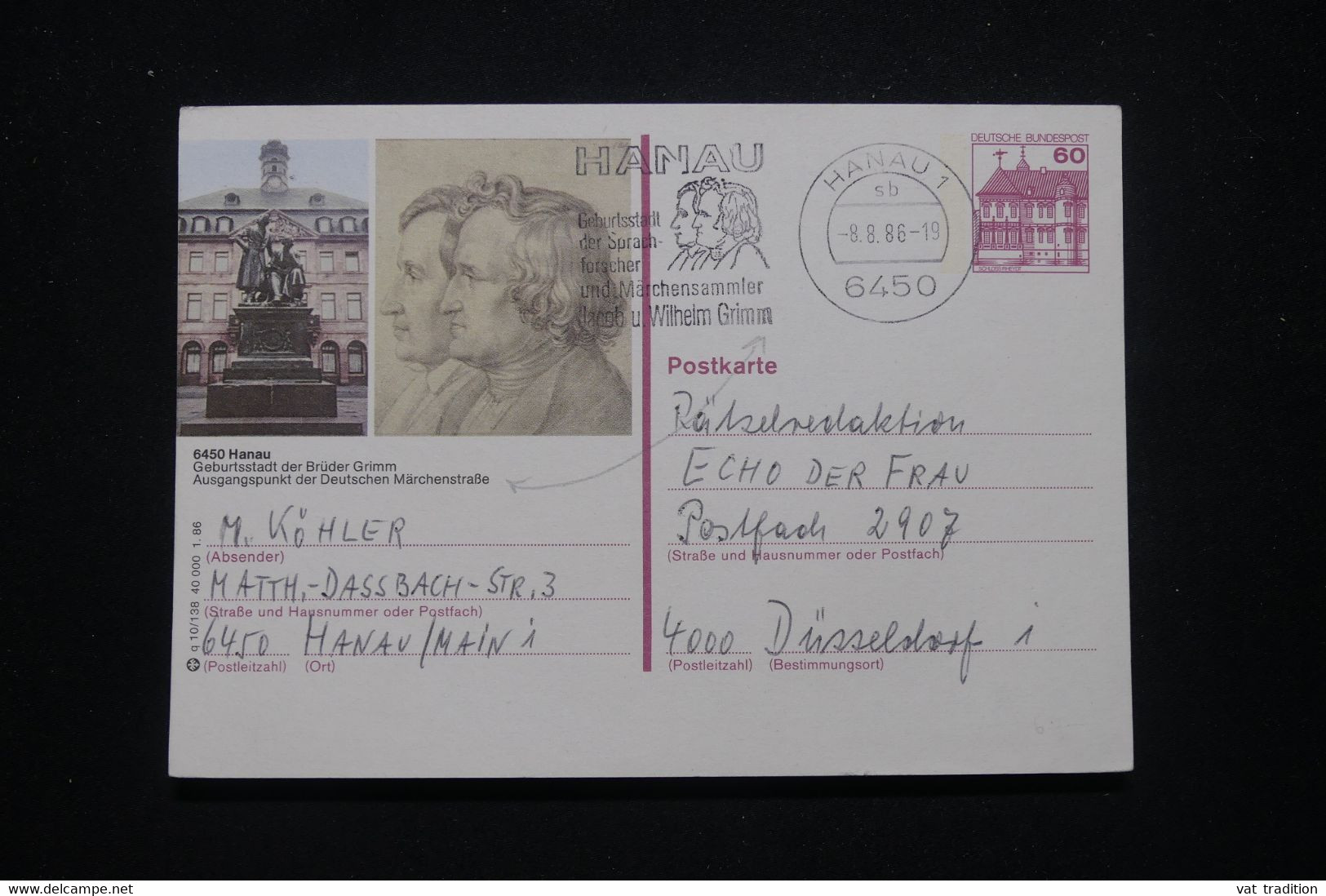 ALLEMAGNE - Entier Postal Illustré De Hanau Pour Düsseldorf En  1986 - L 99875 - Cartoline Illustrate - Usati