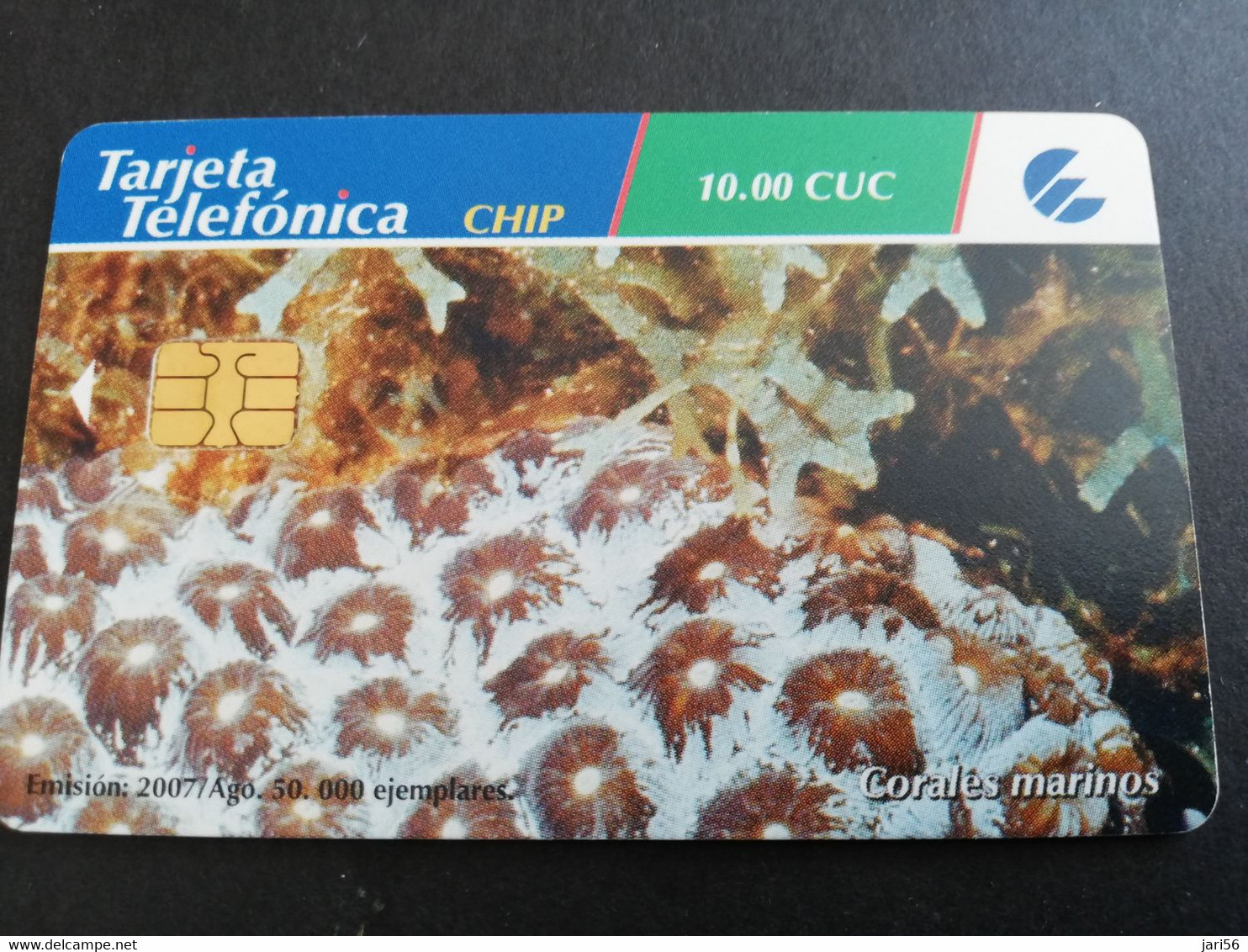 CUBA $10,00 CHIPCARD   CORALES MARINOS    Fine Used Card  ** 5672** - Cuba