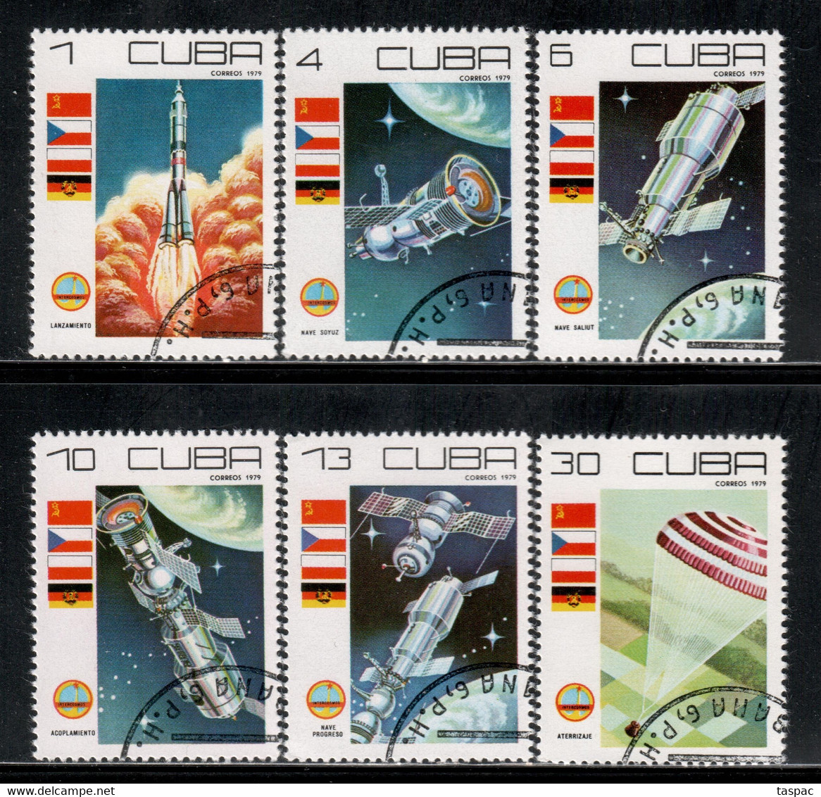 Cuba 1979 Mi# 2384-2389 Used - Cosmonaut's Day / Space - Used Stamps