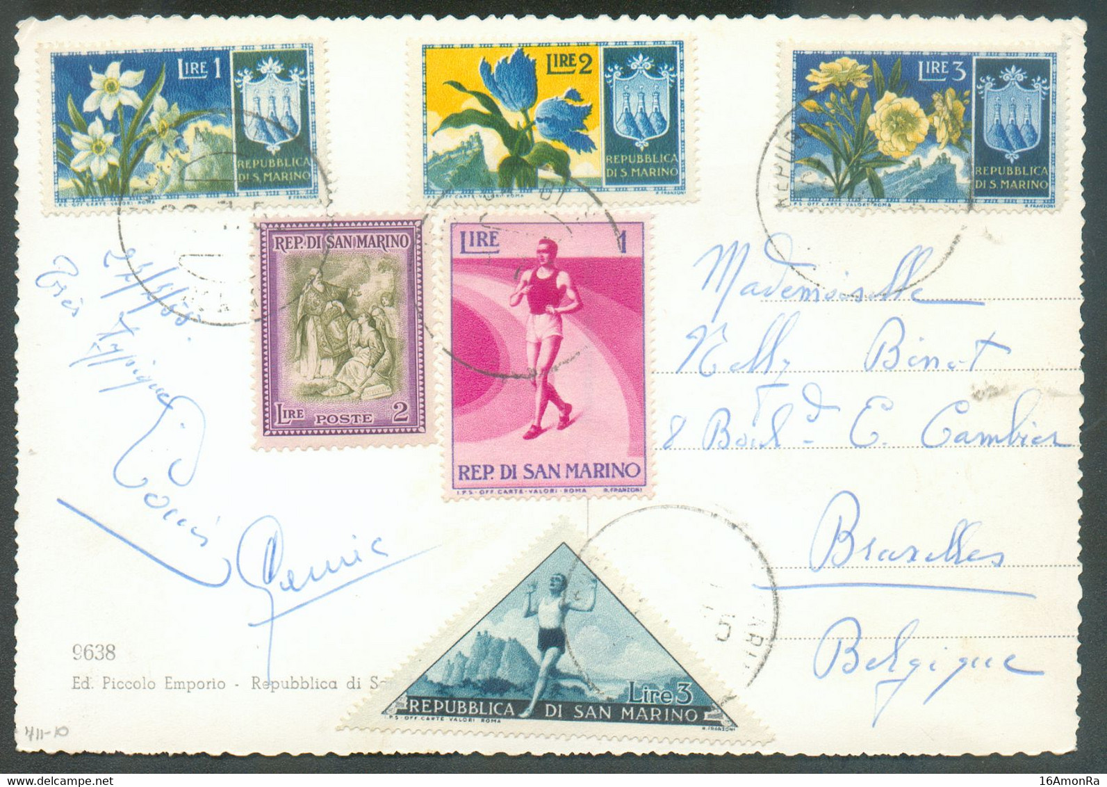 PPC From SAN MARINO To Brussles (BE). TB  - 18269 ​​​​​​​Thematic FLOWER ANGEL OLYMPICS ATHLETIC - Lettres & Documents
