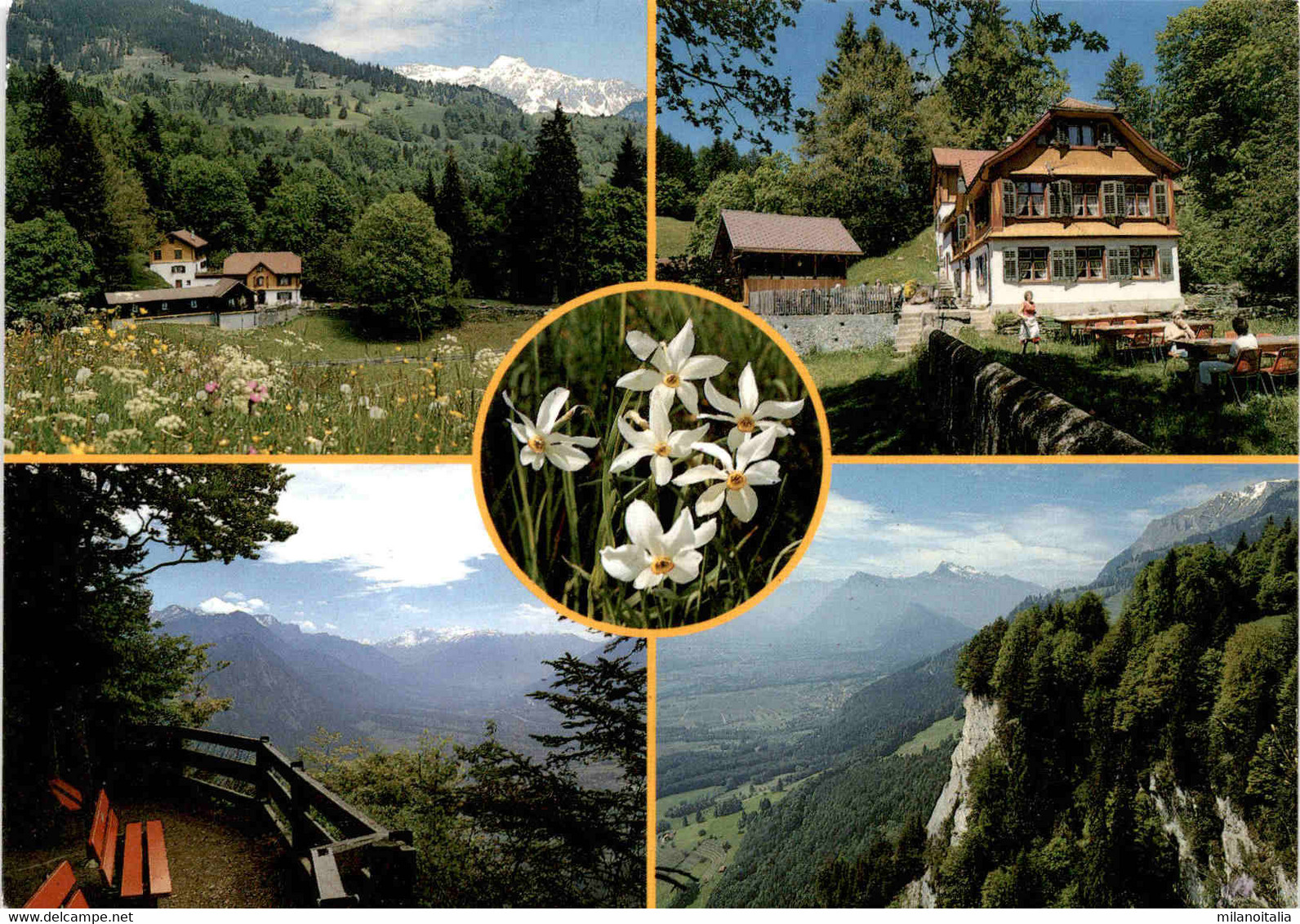 Gasthaus Fadära Und Aussicht Vom Fadära Stein - Seewis I. Pr. - 5 Bilder (39-236) * 20. 7. 1998 - Seewis Im Prättigau