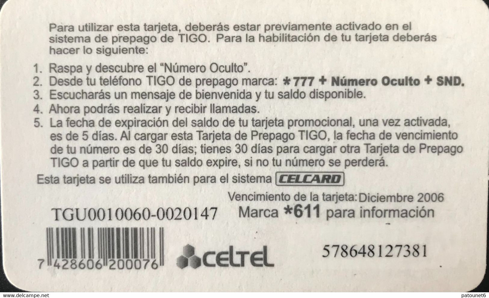 HONDURAS  -  Prepaid  -  Tigo  -  L 50 - Honduras