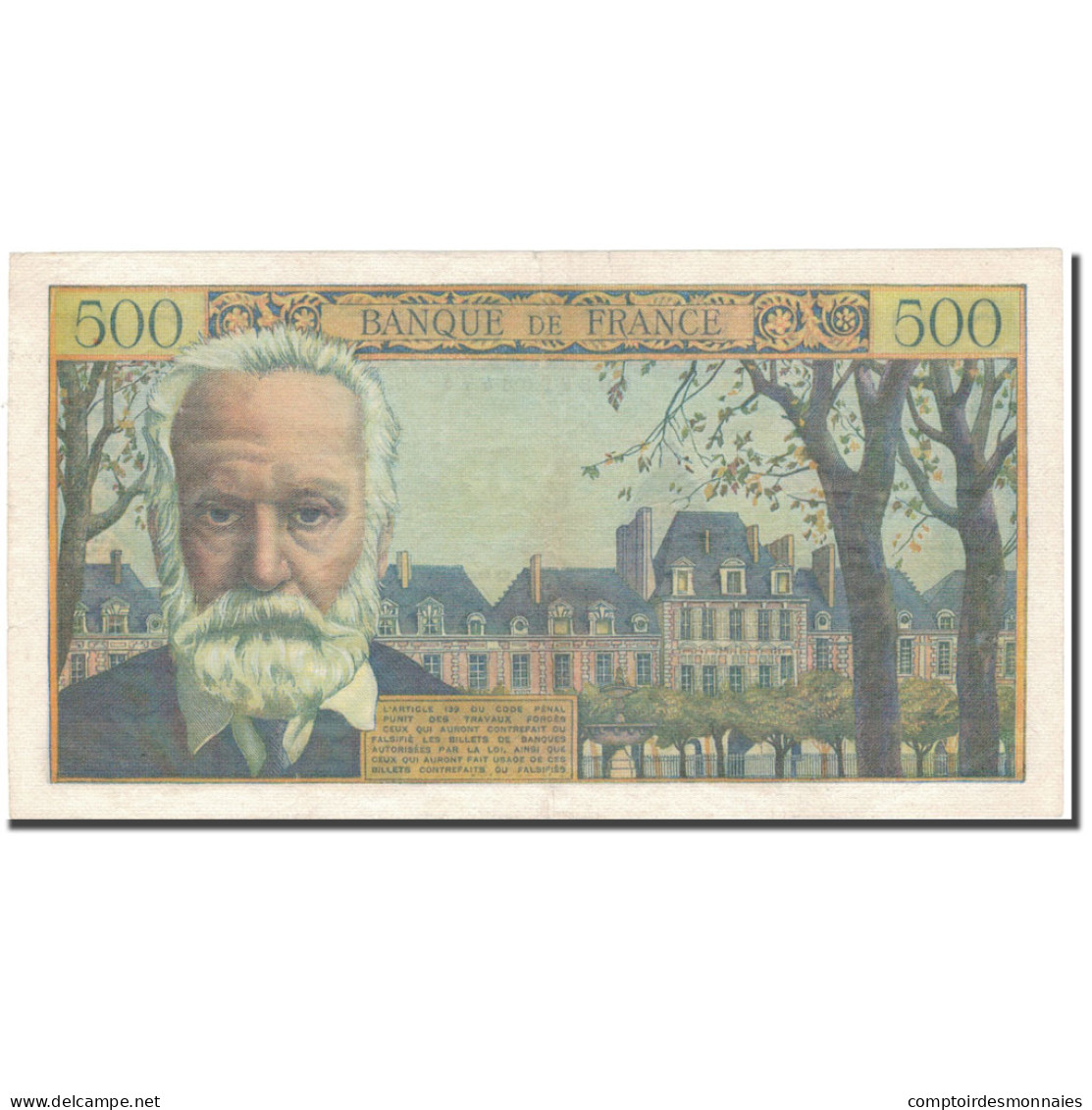 France, 500 Francs, Victor Hugo, 1954, 1954-03-04, SUP, Fayette:35.2, KM:133a - 500 F 1954-1958 ''Victor Hugo''