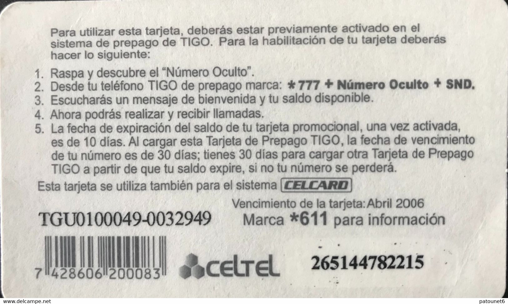 HONDURAS  -  Prepaid  -  Tigo  -  L 100 - Honduras