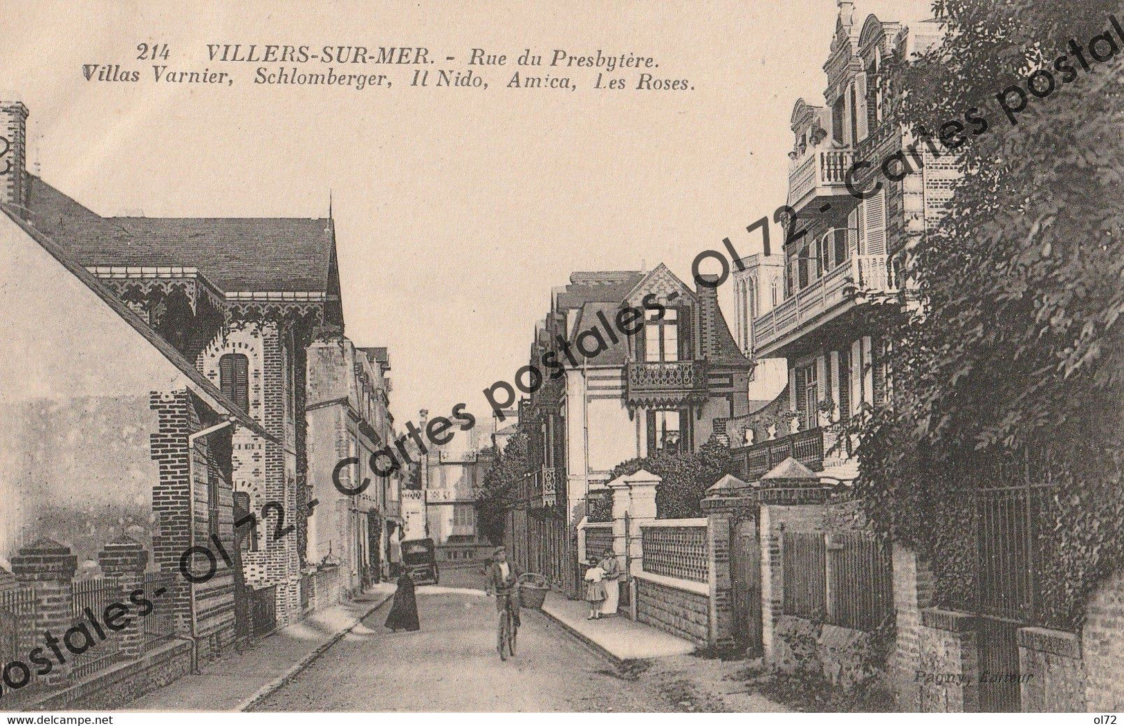 CPA [14] Calvados > Villers Sur Mer - Rue Du Presbytère Villas Varnier Schlomberger Il Nido, Amica Les Roses -animée TBE - Villers Sur Mer