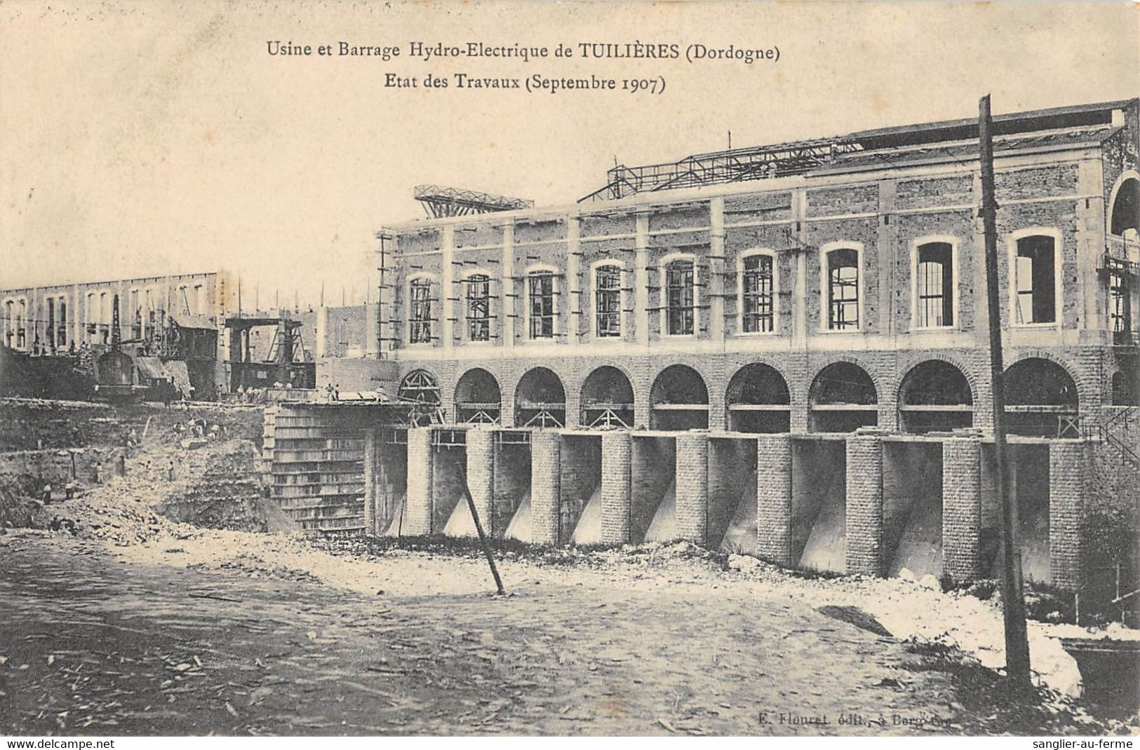 CPA 24 USINE ET BARRAGE DE TUILIERES ETAT DES TRAVAUX 1907 - Other & Unclassified