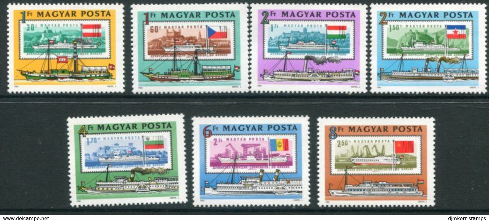HUNGARY 1981 Danube Commission MNH / **.  Michel 3514-20 - Unused Stamps