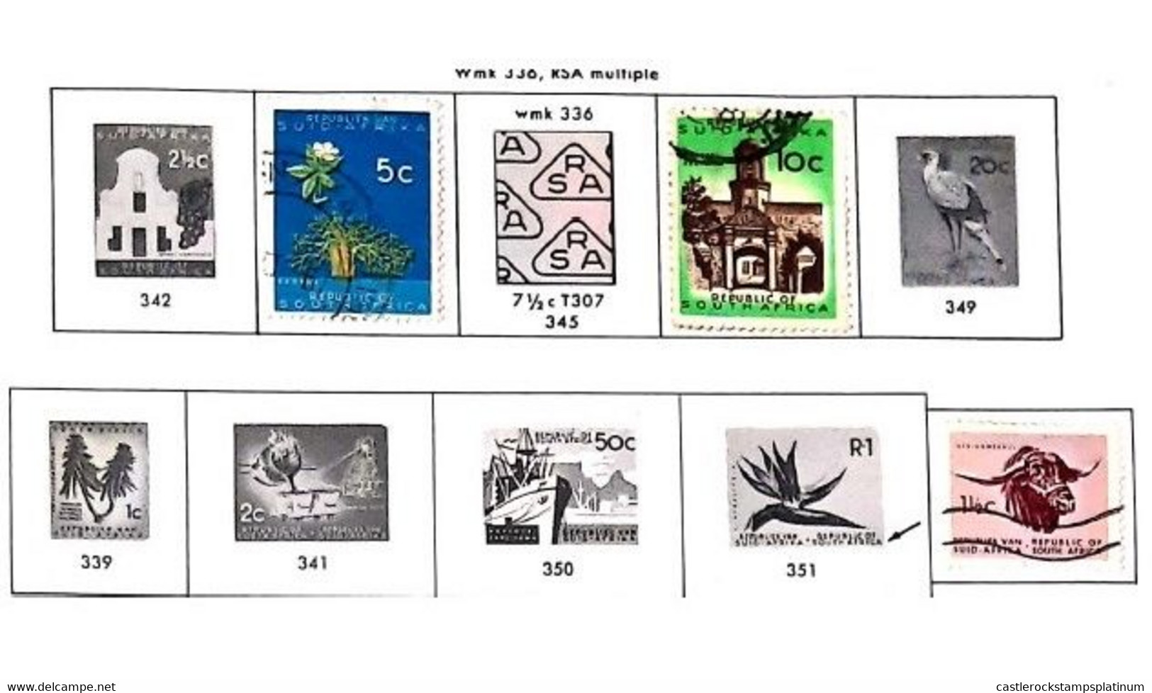 A) 1963, SOUTH AFRICA, WITH RSA WATERMARK IN TRIANGLE, GREAT CONSTANCE, AFRICAN BAOBAB, CASTLE, SECRETARY, CORAL TREE, M - Neufs