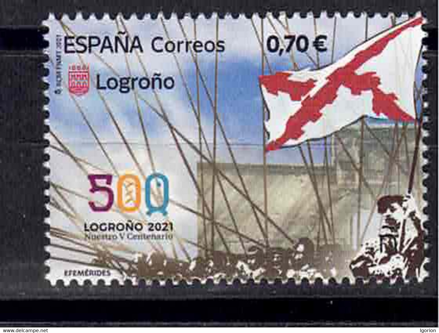 ESPAÑA 2021 ** MNH ED. 5494 EFEMERDES.500 AÑOS LOGROÑO 2021 - Ongebruikt