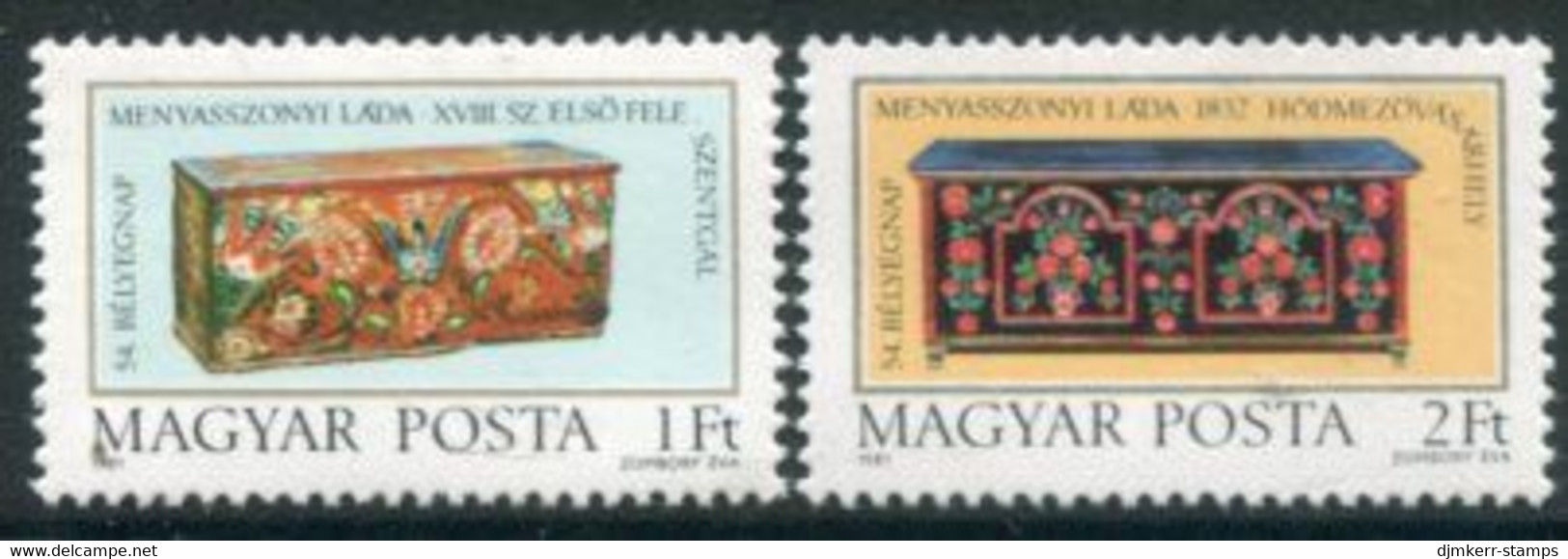 HUNGARY 1981 Stamp Day: Bridal Chests  MNH / **.  Michel 3505-06 - Unused Stamps