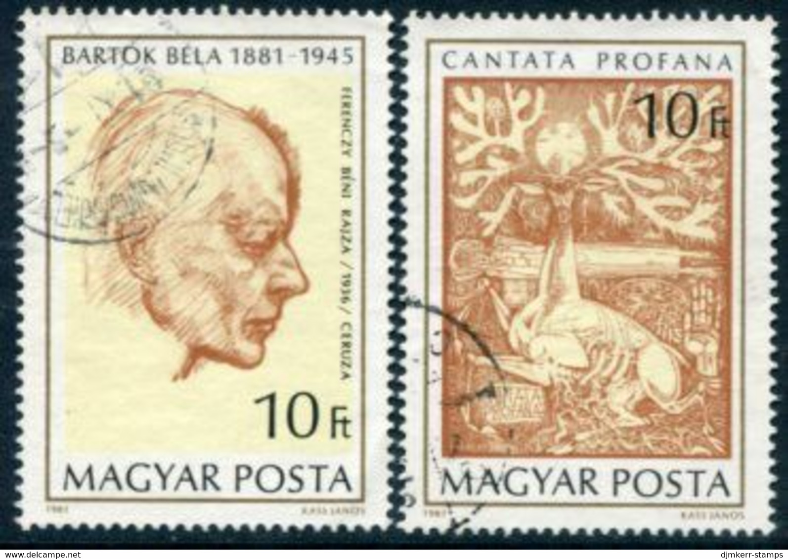 HUNGARY 1981 Bartok Centenary Singles Ex Block Used  Michel 3484-85 - Oblitérés