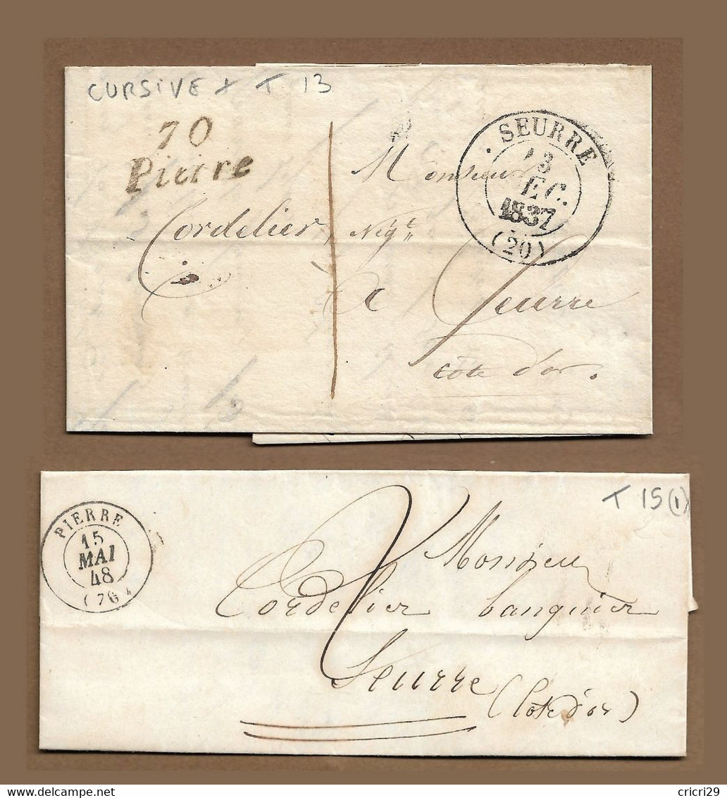 PIERRE DE BRESSE : Lot De 2 Lettres Avec Marques Postales  De 1837  & 1848  ( Saône Et Loire ) - 1801-1848: Precursori XIX