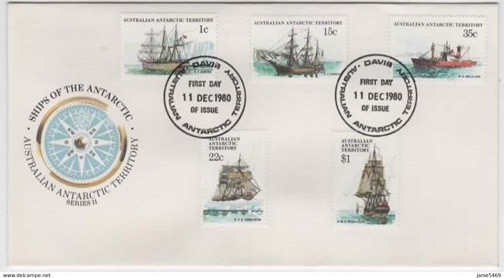 Australian Antarctic Territory  1980 Ships II, Postmarked At DAVIS Base, First Day Of Issue - FDC