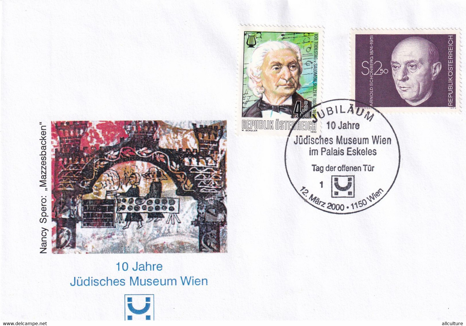 A8407- ERSTTAG,10 YEARS ANNIVERSARY OF JEWISH MUSEUM VIENNA REPUBLIK OESTERREICH AUSTRIA WIEN 2000 USED STAMP ON COVER - Covers & Documents