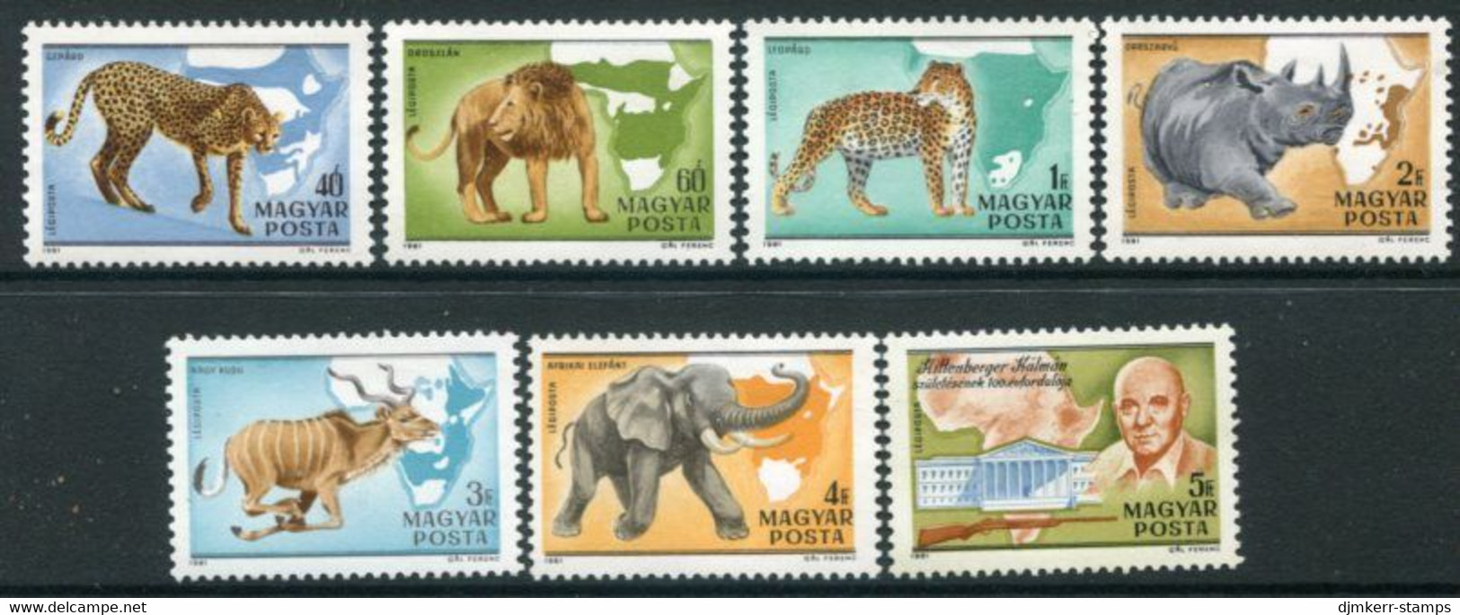 HUNGARY 1981 Kittenberger Centenary (African Animals) MNH / **  Michel 3470-76 - Unused Stamps