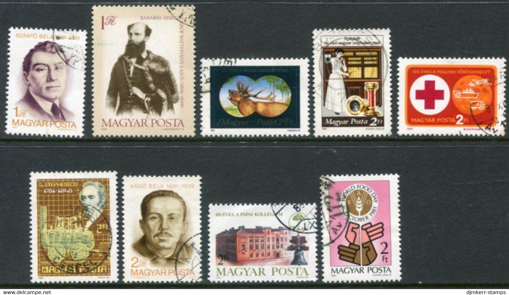 HUNGARY 1981 Nine Single Commemorative Issues Used. - Usati