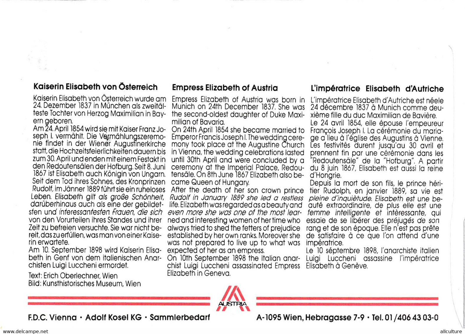 A8448- EMPRESS ELIZABETH OF AUSTRIA REPUBLIK OESTERREICH 1998 BAD ISCHL USED STAMP ON COVER - Cartas & Documentos