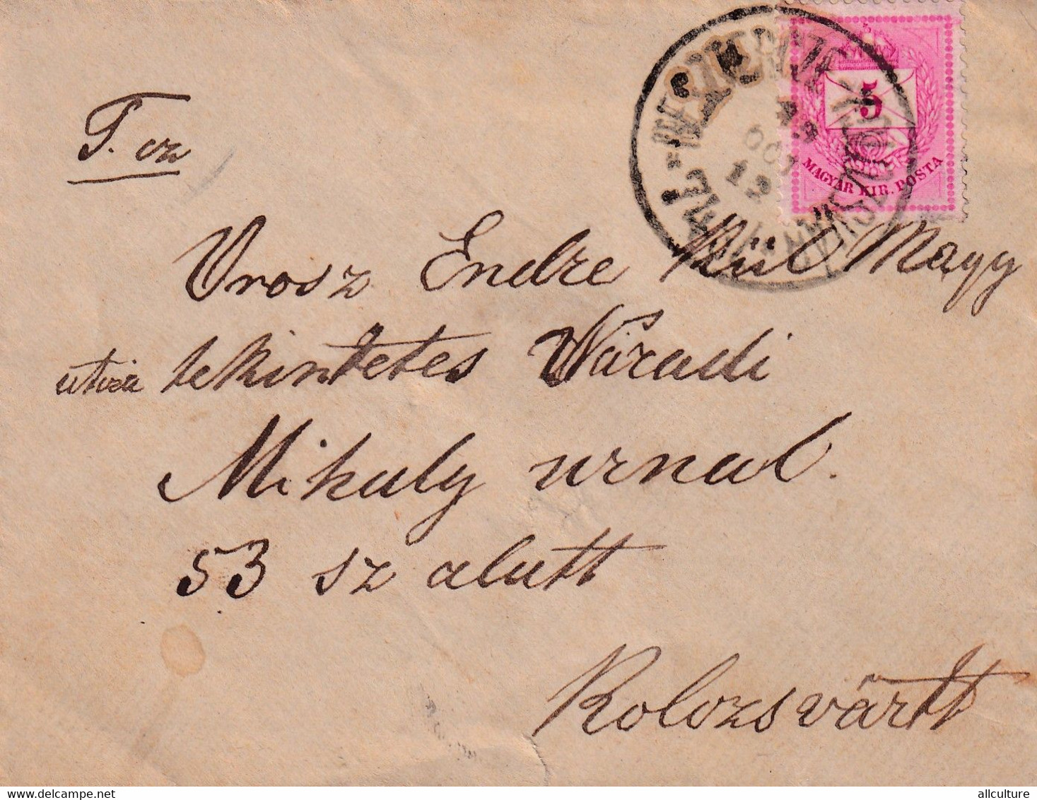 A8466- LETTER TO KOLOZSVAR CLUJ ROMANIA 1899 STAMP ON COVER MAGYAR POSTA, SIGILIUM/ WAX SEAL ON THE BACK - Briefe U. Dokumente