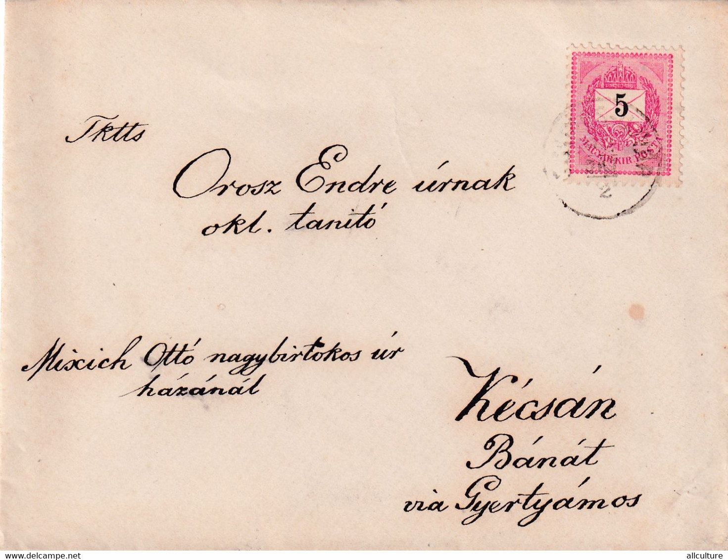 A8472- LETTER TO KECSAN BANAT ROMANIA STAMP ON COVER 1892 MAGYAR POSTA USED - Covers & Documents