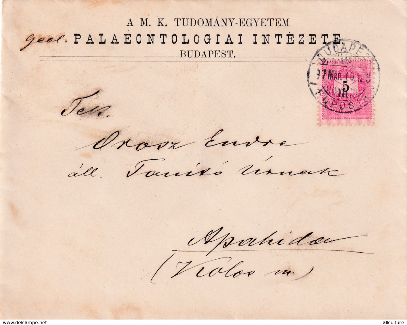 A8478- LETTER  TO APAHIDA CLUJ ROMANIA FROM BUDAPEST STAMP ON COVER 1897 MAGYAR POSTA USED - Storia Postale