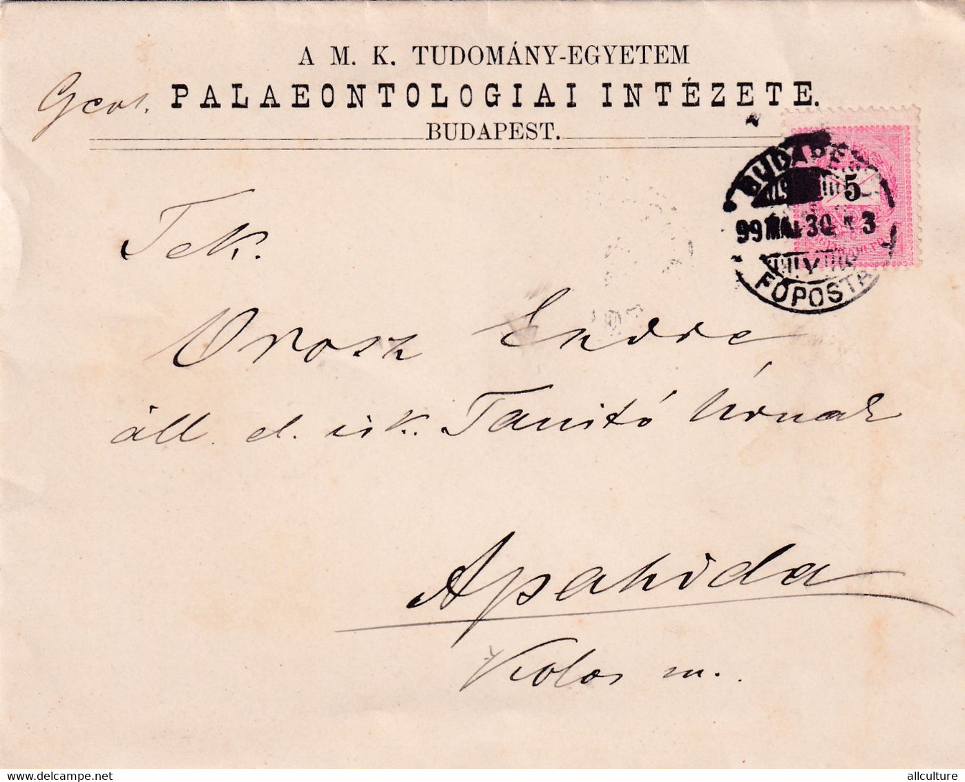 A8484- LETTER  FROM BUDAPEST TO APAHIDA CLUJ STAMP ON COVER 1899 MAGYAR POSTA USED - Briefe U. Dokumente